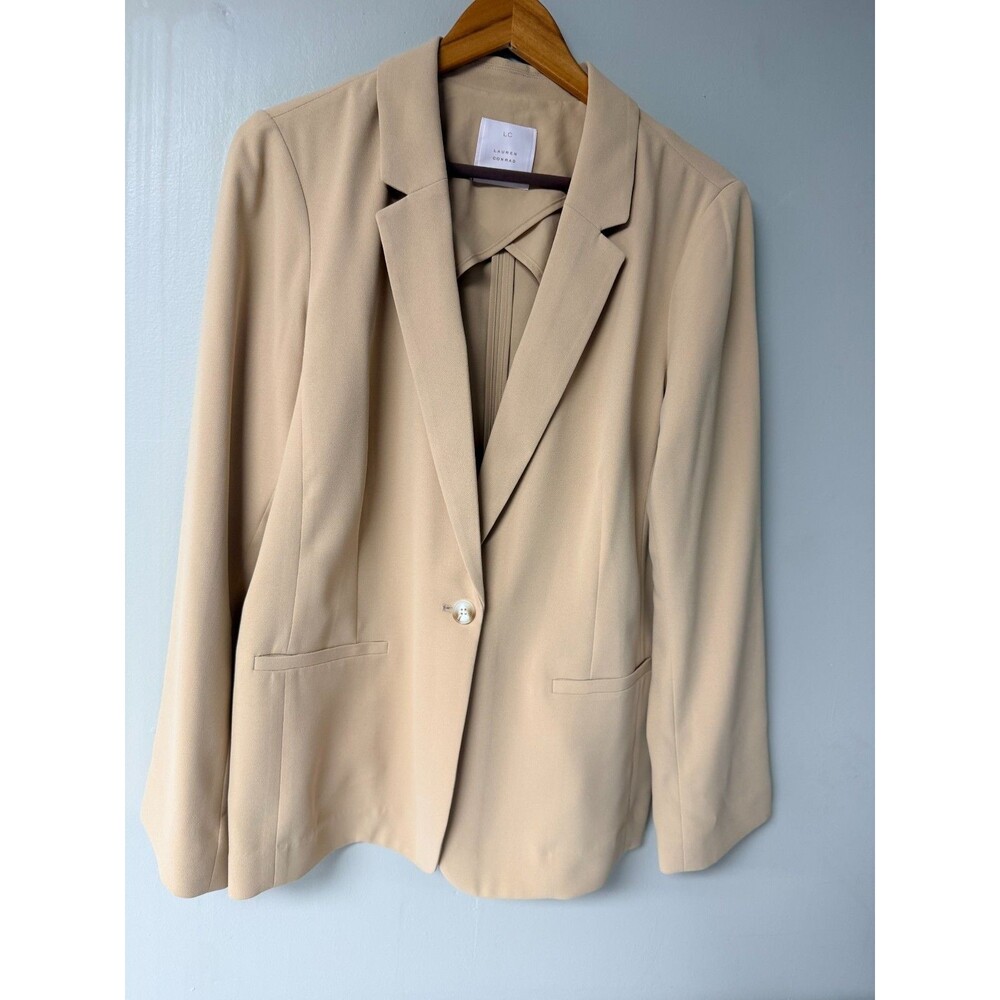 LC Lauren Conrad Blazer Womens Medium Beige Young Bamboo One Button NWT